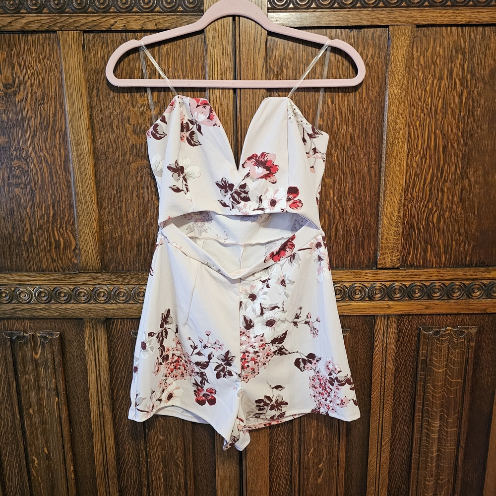 Juniors White And Floral Romper